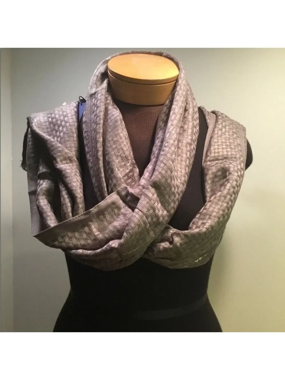 Apt 9 Basket Weave Lurex Pashmina oblong scarfs set of two purple & gray